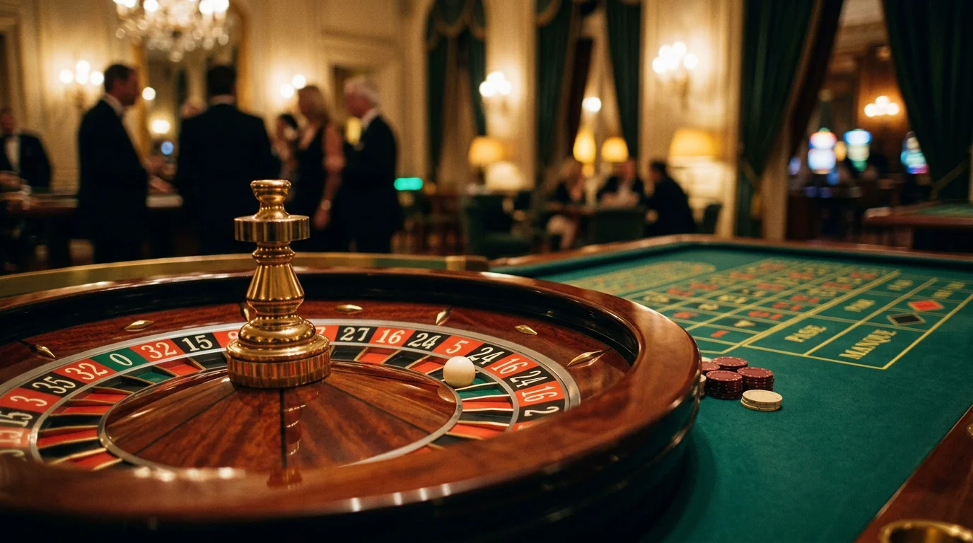 Gros plan sur un cylindre de roulette avec la bille sur une case numérotée