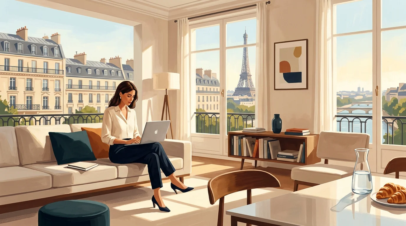 Personne travaillant à distance depuis son domicile en France