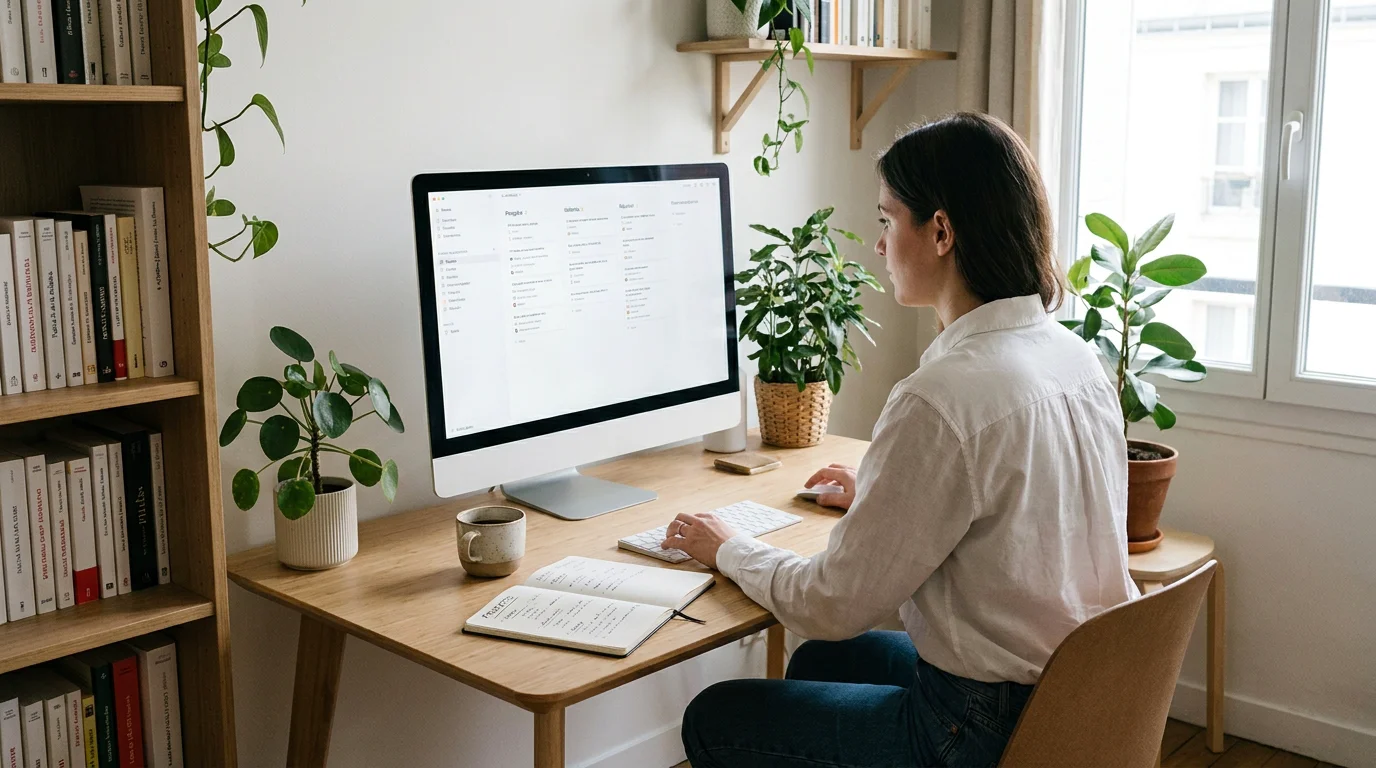 Bureau à domicile organisé pour le travail en full remote