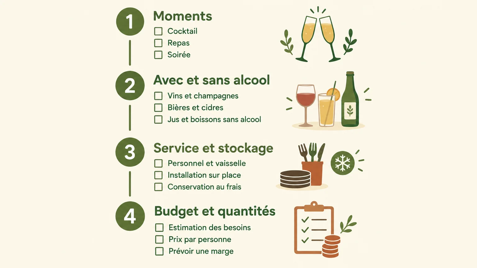 Checklist pour organiser le service des boissons d’un mariage