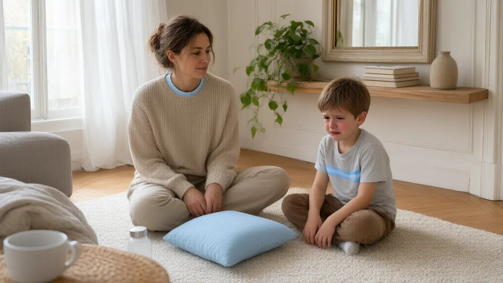 Parent accompagnant un enfant qui traverse une émotion forte