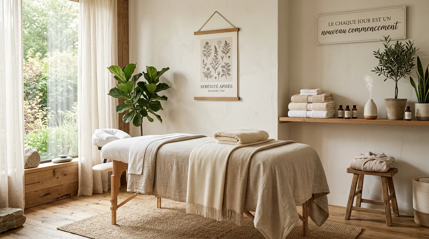 Cabine de massage épurée dans un institut de bien-être haut de gamme