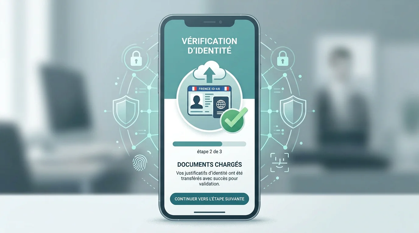 Processus de vérification d'identité KYC sur smartphone pour un retrait de casino