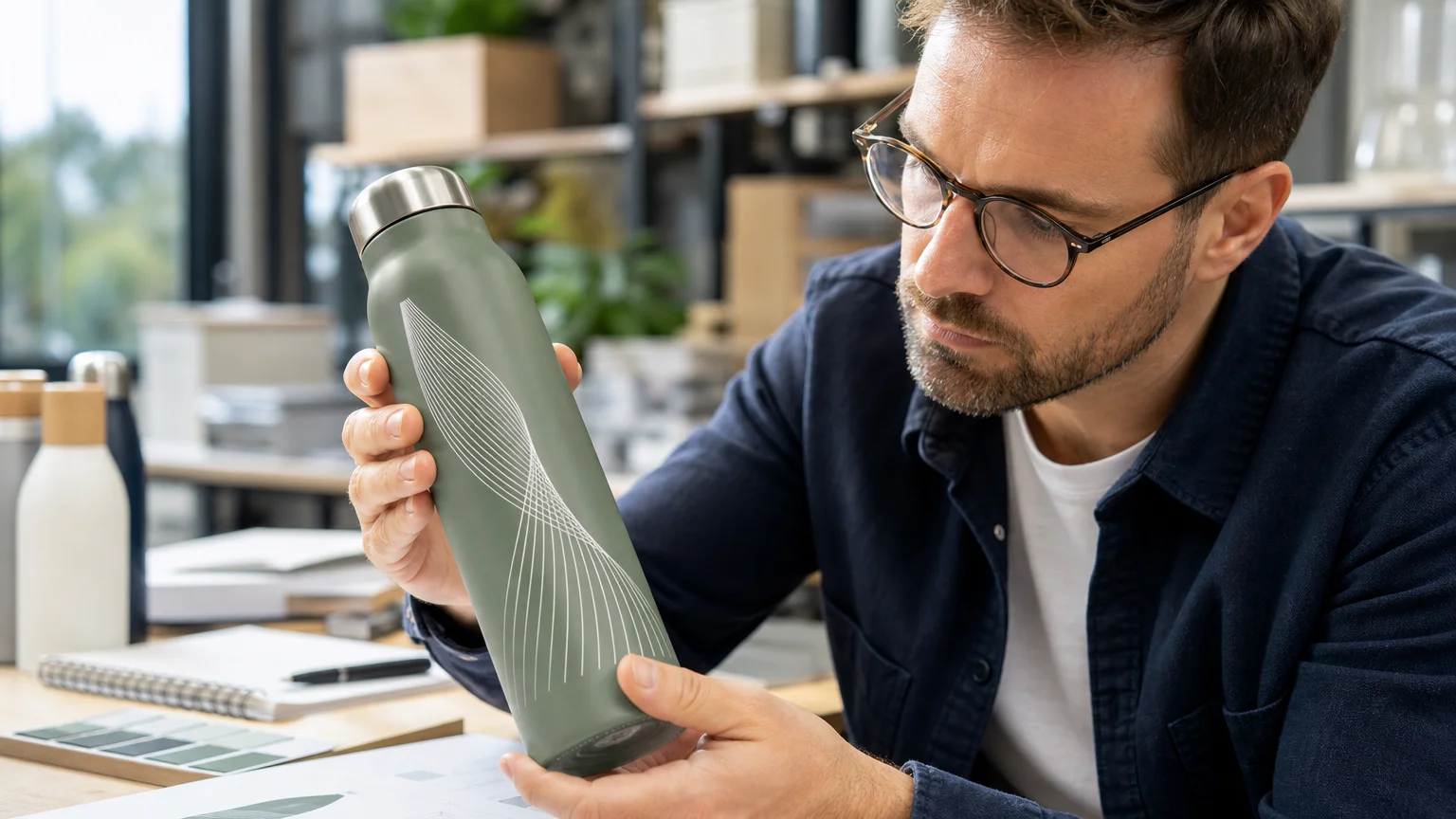Contrôle rapproché du marquage sur un objet personnalisé
