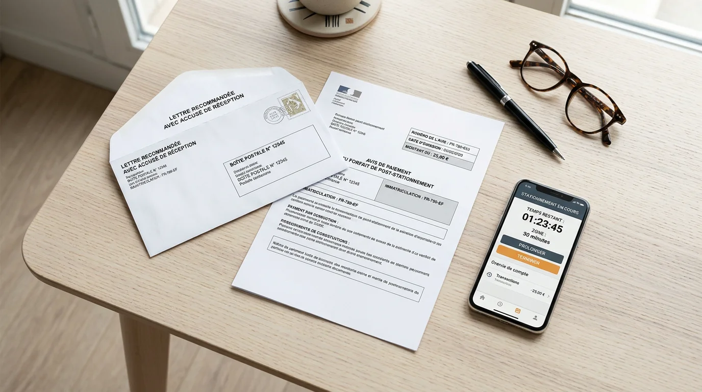 Dossier de contestation d'un forfait post-stationnement prêt à envoyer
