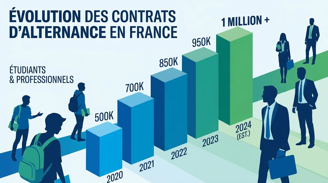 Graphique illustrant l'évolution du marché de l'alternance en France