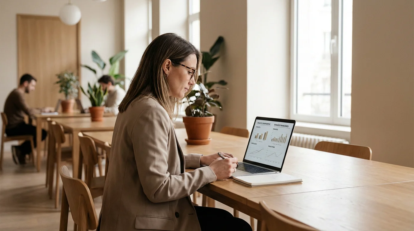 Consultant indépendant comparant des offres de portage salarial sur un ordinateur portable