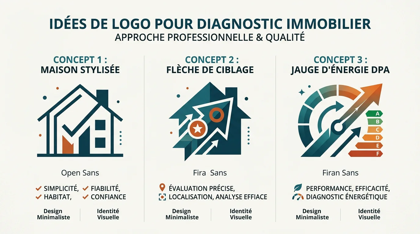 Trois concepts de logos pour un cabinet de diagnostic immobilier