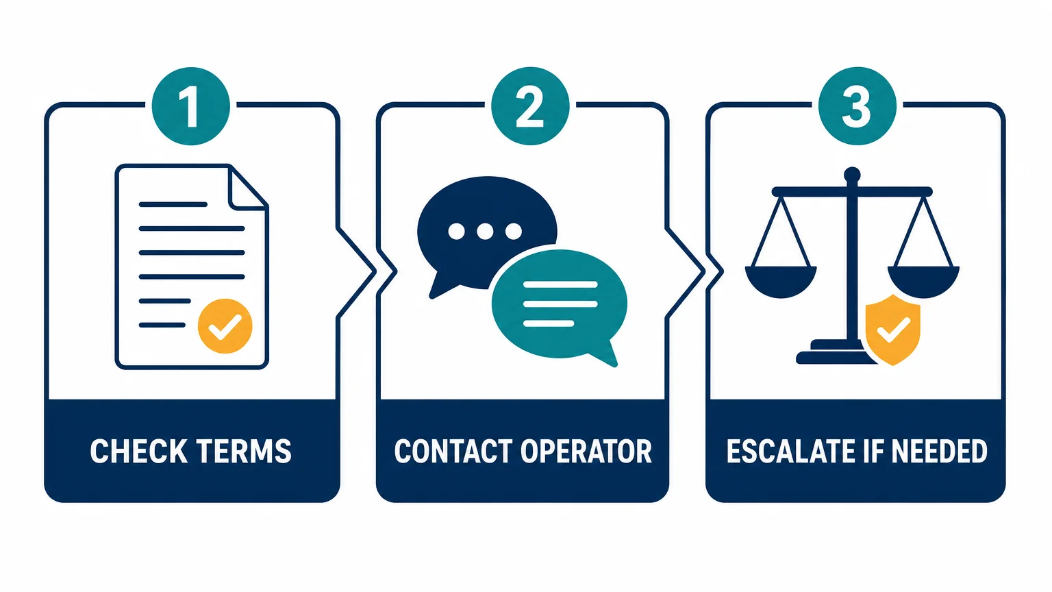 Three step complaint pathway for online casino customers