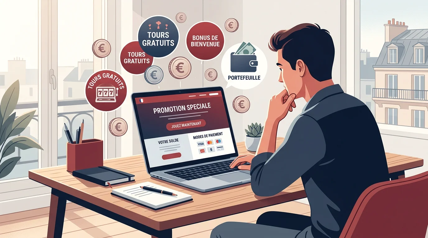 Joueur consultant une offre de bonus de casino en ligne sur ordinateur