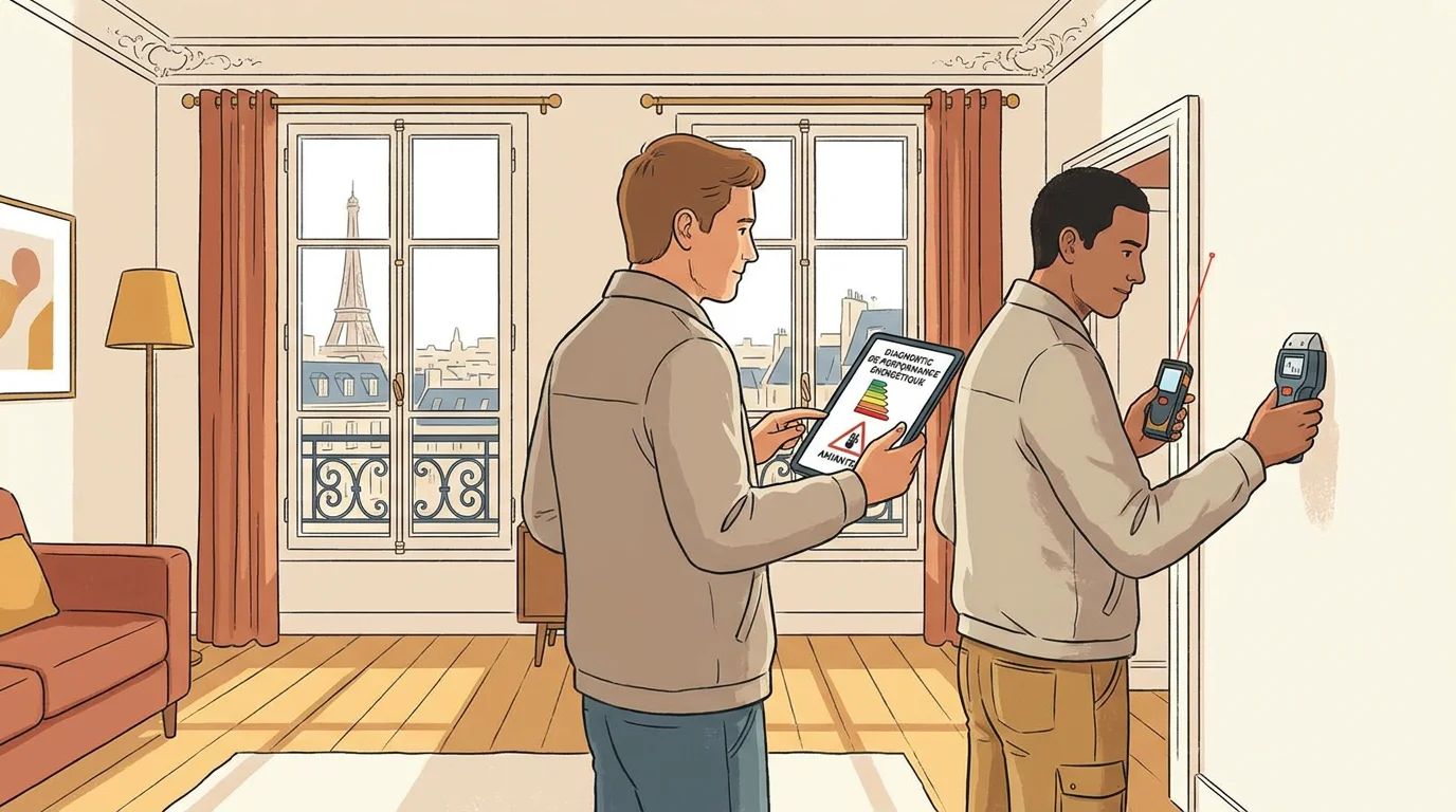 Diagnostiqueur immobilier certifié inspectant un appartement avant mise en location