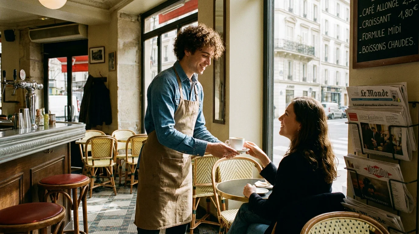 Étudiant en job dans un café en Île-de-France