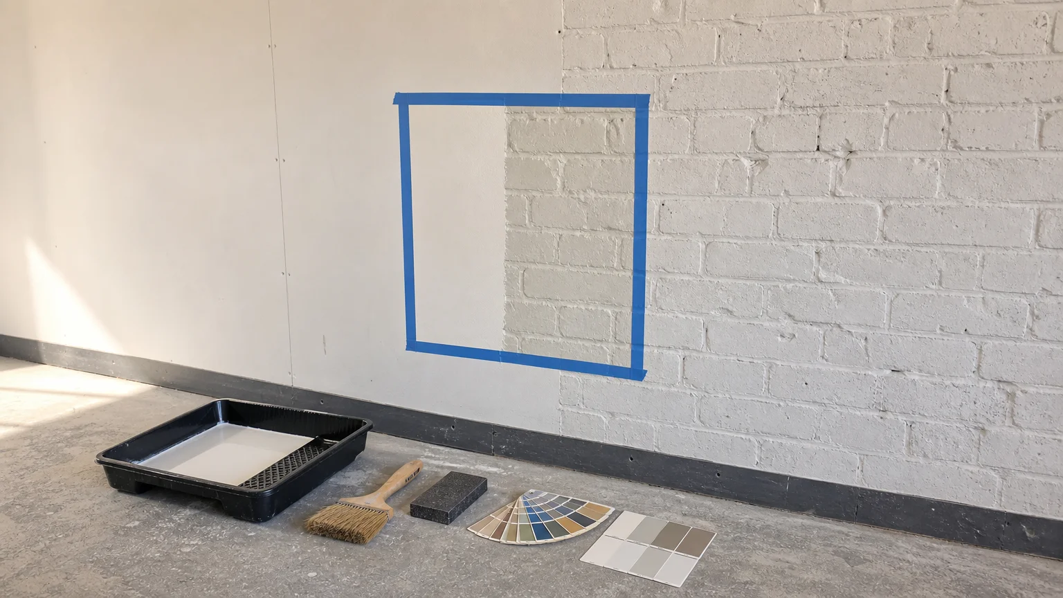 Testing mural paint and primer on drywall and brick