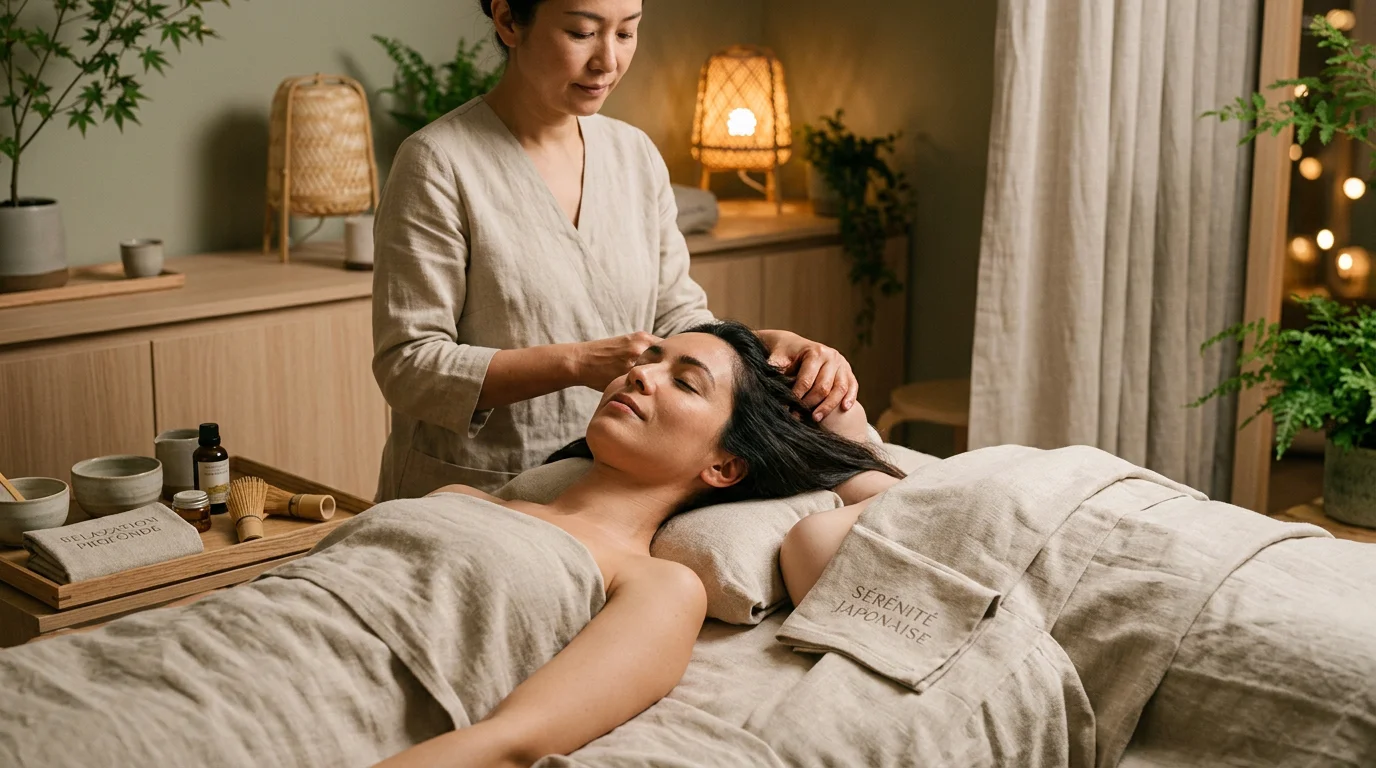 Personne détendue pendant une séance de head spa premium