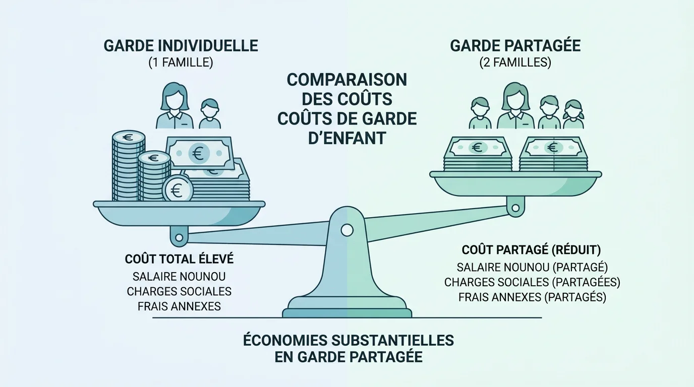 Infographie comparant le coût de la garde individuelle et de la garde partagée en France