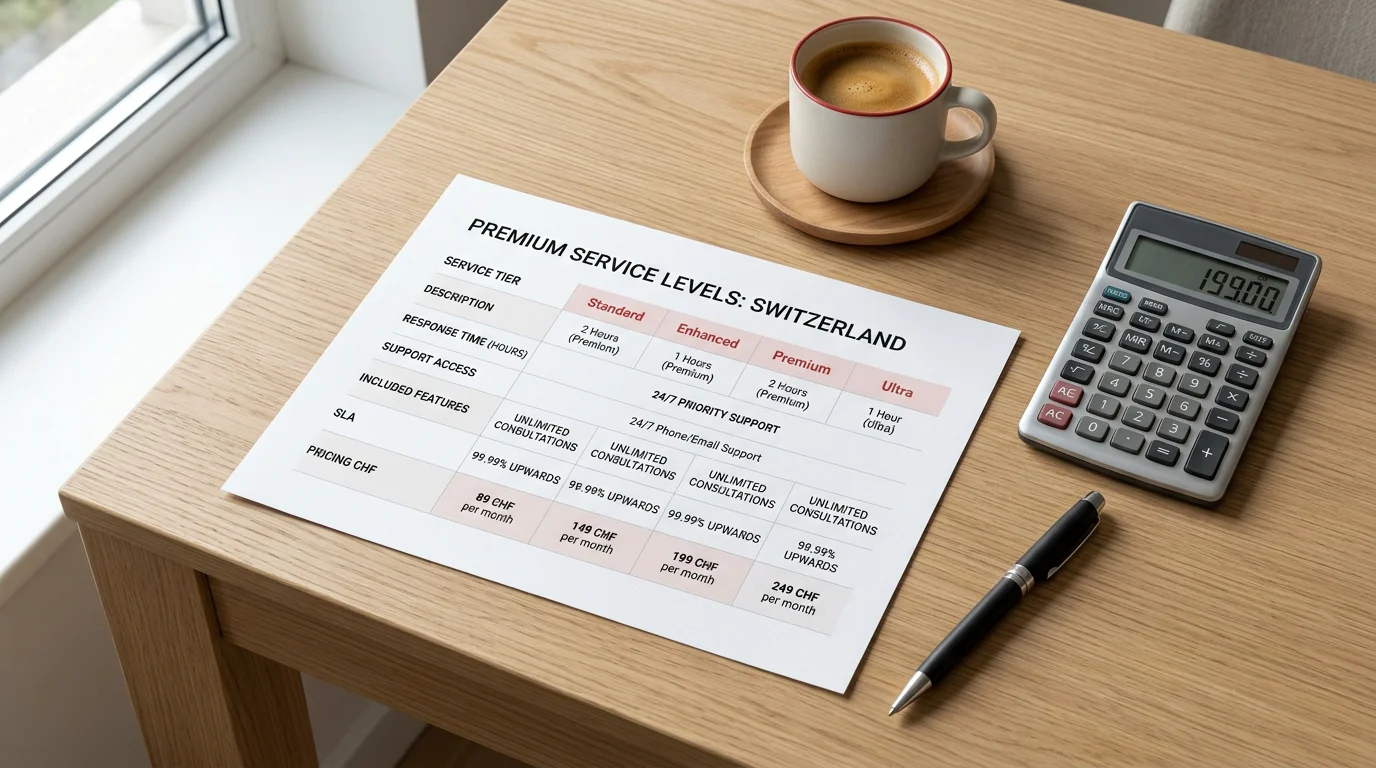 Flat lay of premium comparison documents and a calculator
