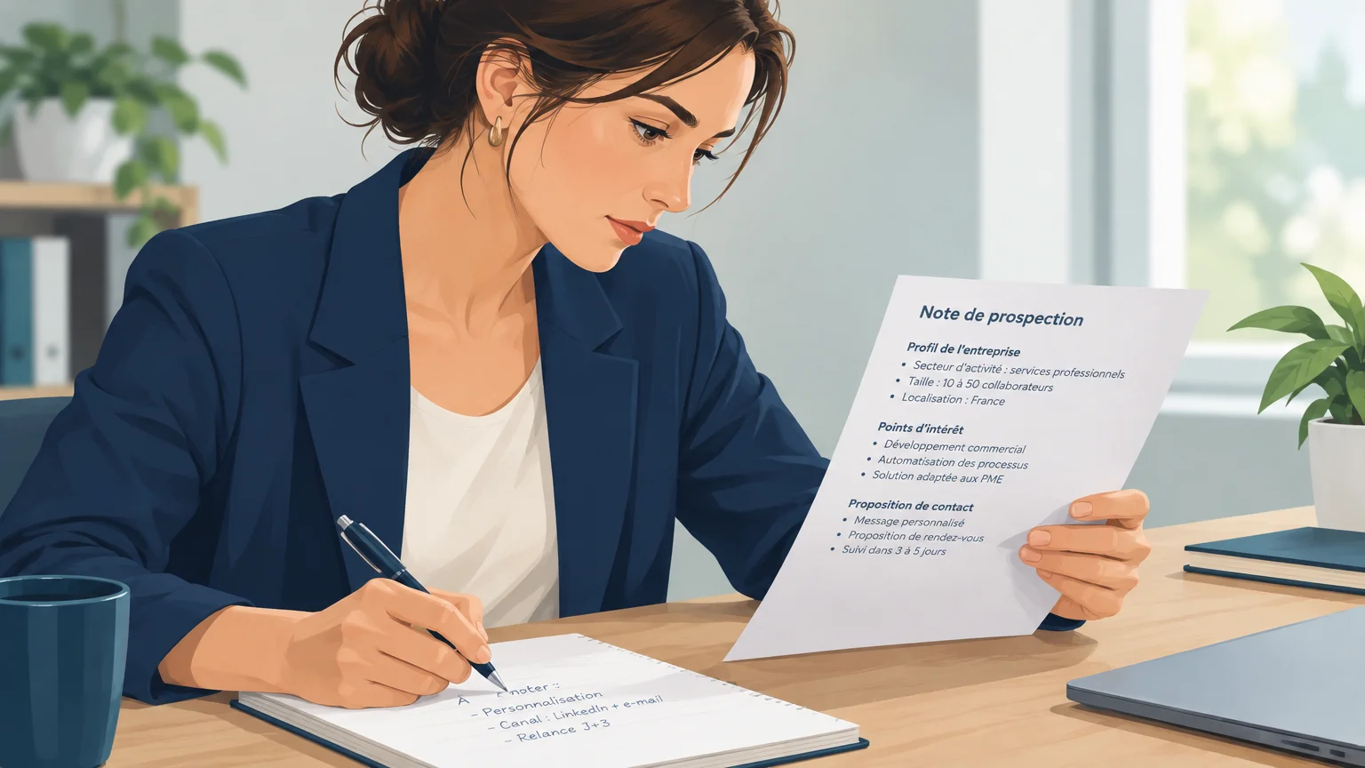 Sales representative reviewing an outreach message before approving it