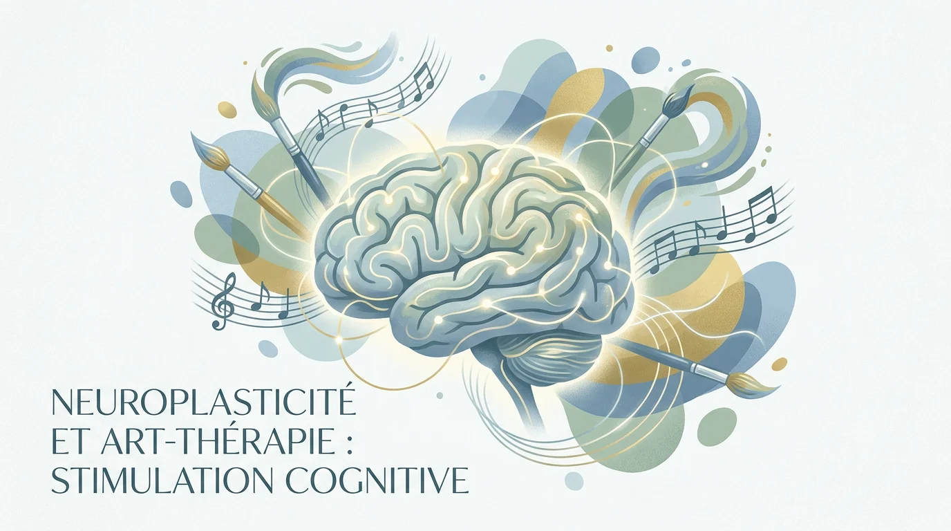 Illustration symbolique du cerveau stimulé par l'art-thérapie et la neuroplasticité