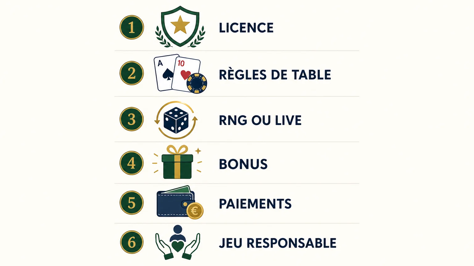 Checklist des critères pour choisir un casino de blackjack