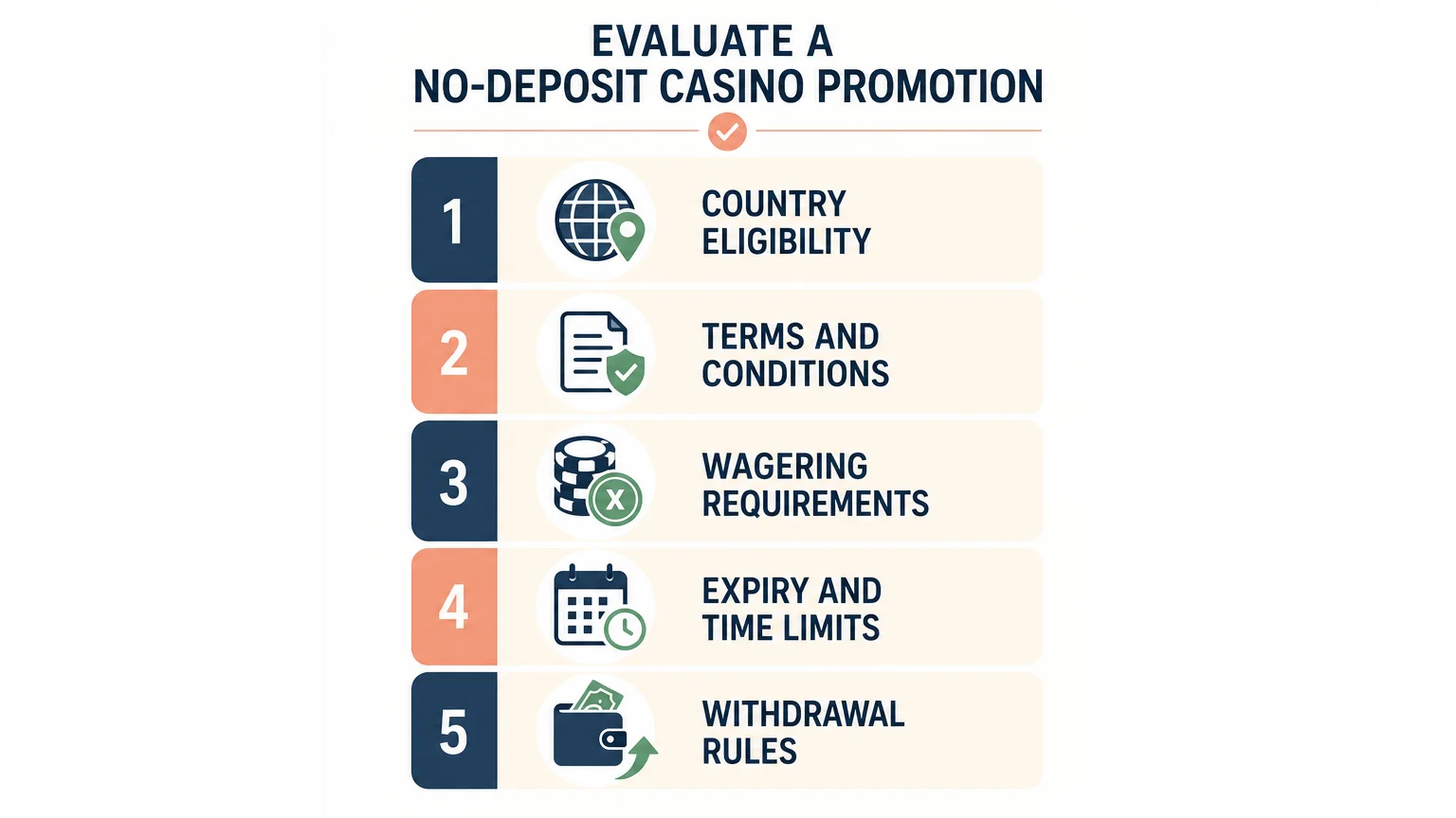 Five point checklist for checking a casino bonus