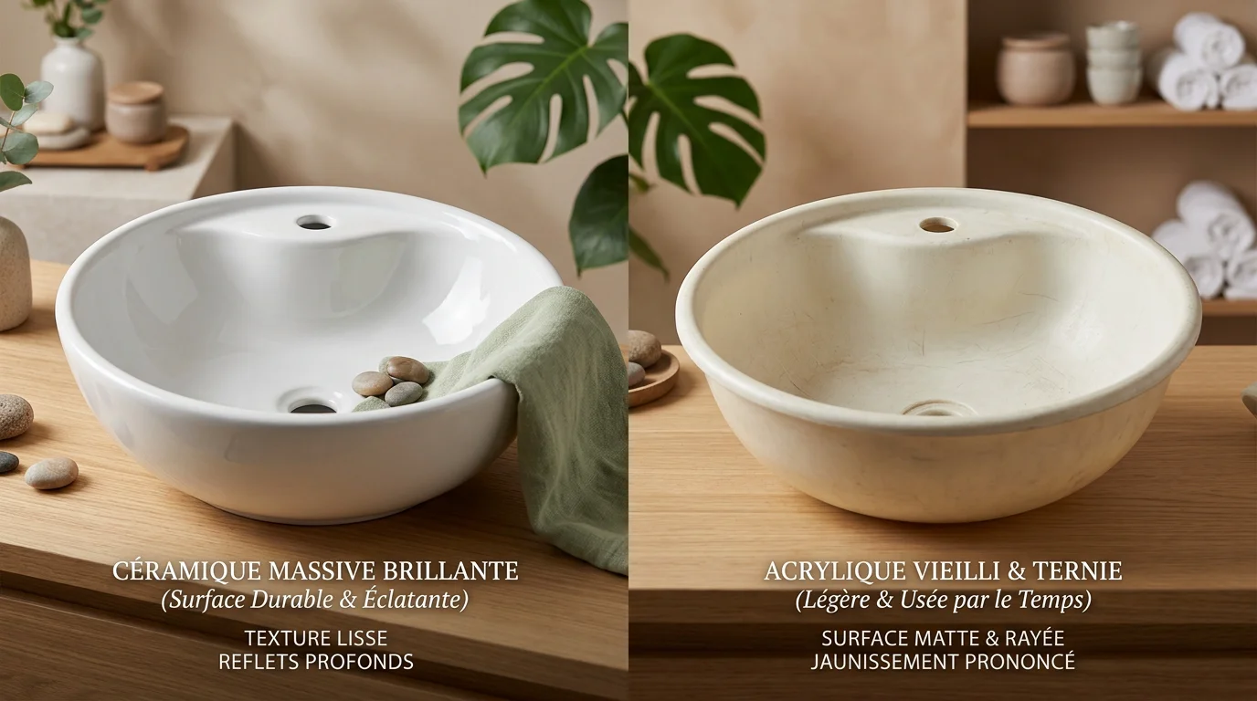 Comparaison entre une vasque head spa en céramique et une vasque en acrylique