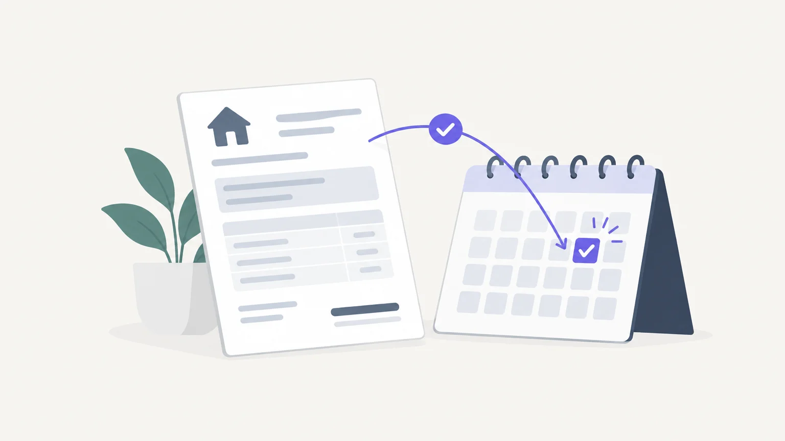 Illustration d’un avis d’échéance associé à une date de paiement sur un calendrier