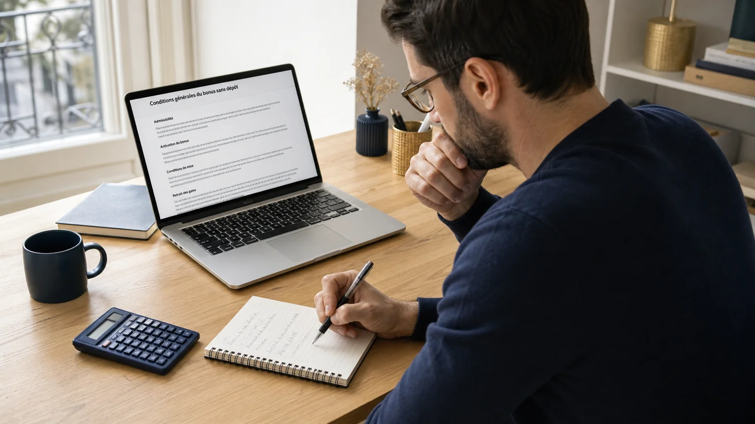 Joueur consultant les conditions d’un casino en ligne avant son inscription
