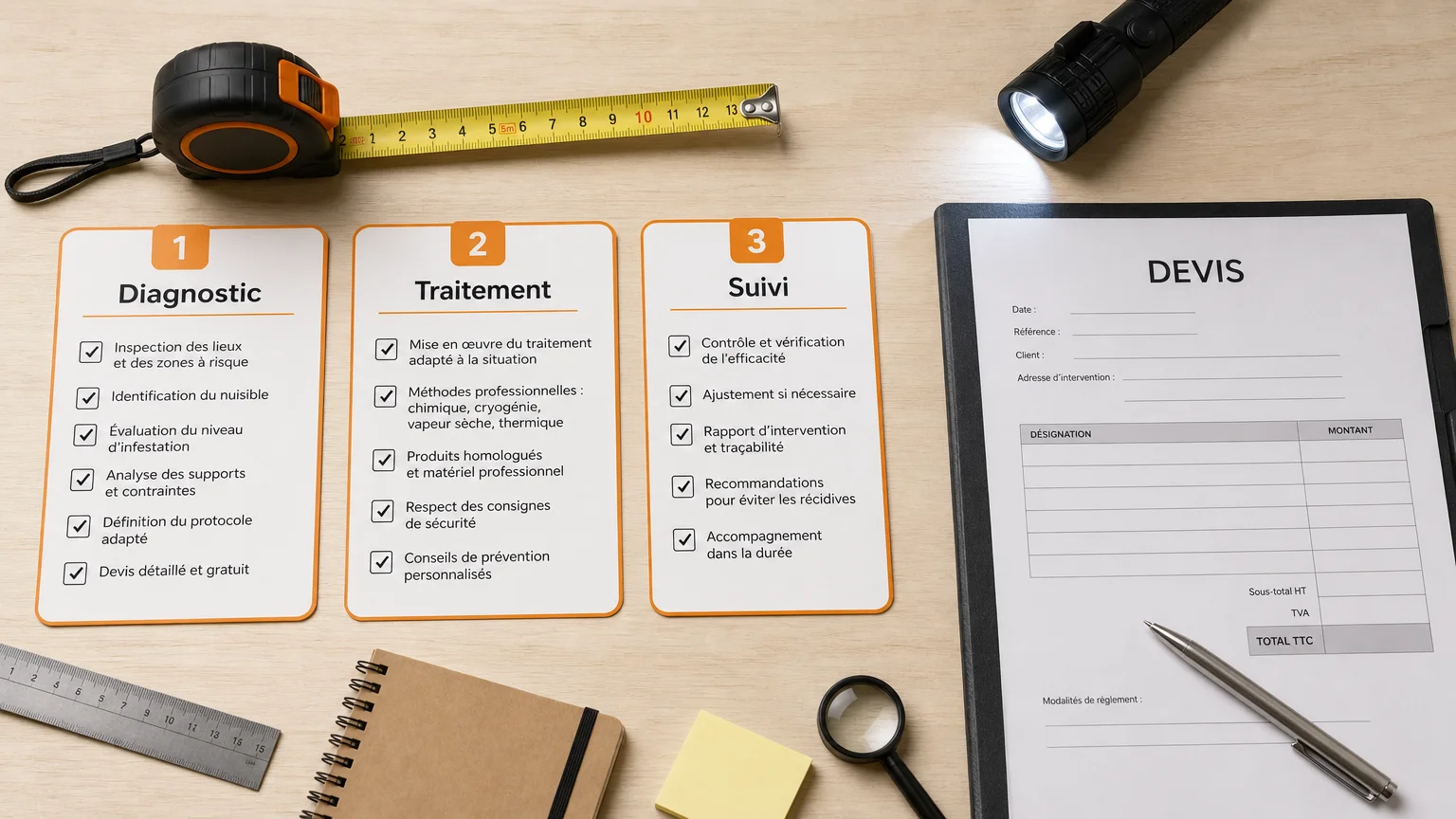 Checklist pour comparer un devis de désinsectisation