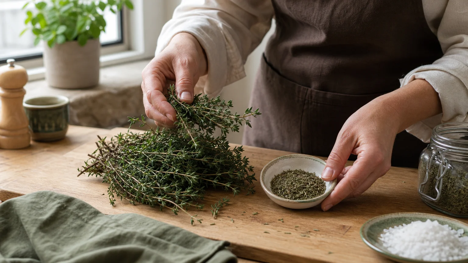 Comparaison entre thym frais et thym séché en cuisine