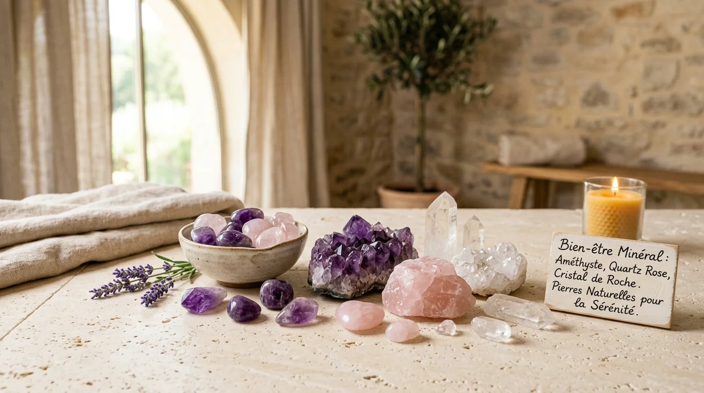 Pierres naturelles disposées dans une ambiance de spa apaisante
