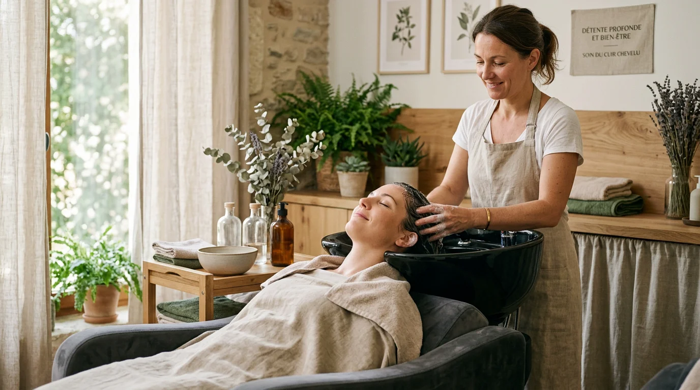 Soin Head Spa relaxant réalisé par une praticienne professionnelle