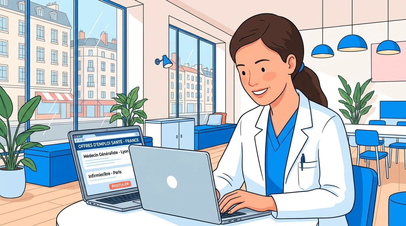 Recherche d'offres d'alternance en soins infirmiers sur un ordinateur