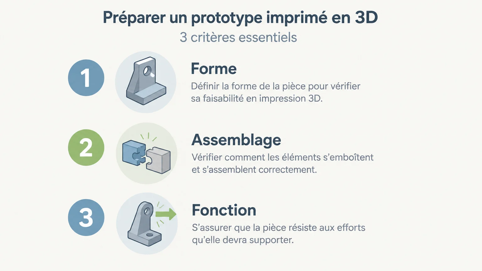 Trois critères à définir avant de commander un prototype imprimé en 3D : forme, assemblage et fonction