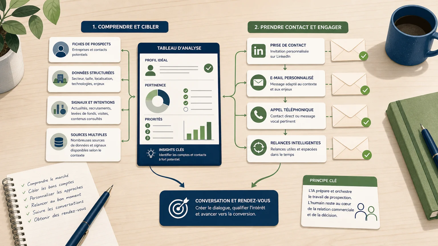 Illustration comparant l’enrichissement des données et l’exécution des campagnes de prospection