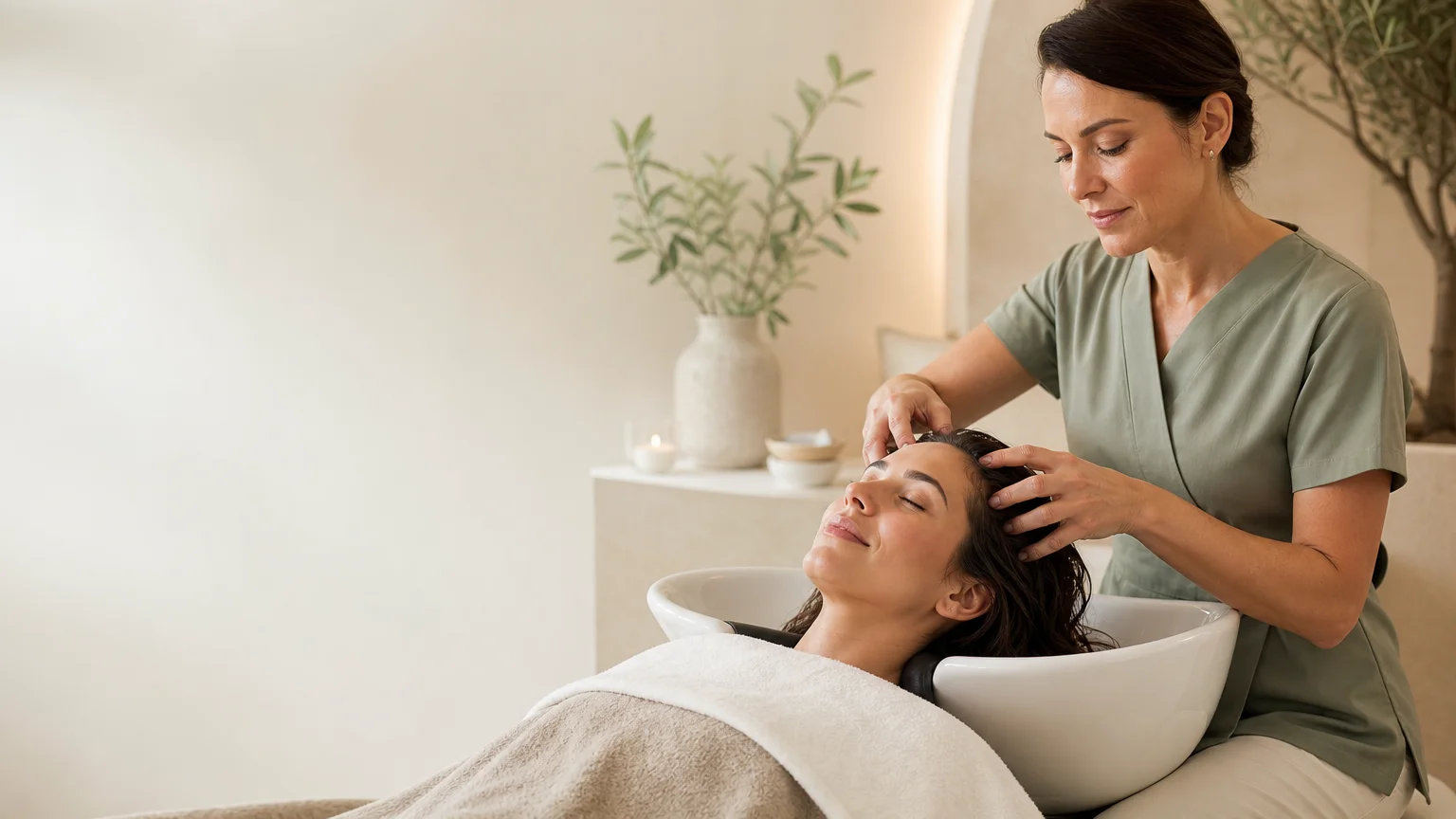 Rituel Head Spa japonais à Hyères dans une cabine de bien-être apaisante