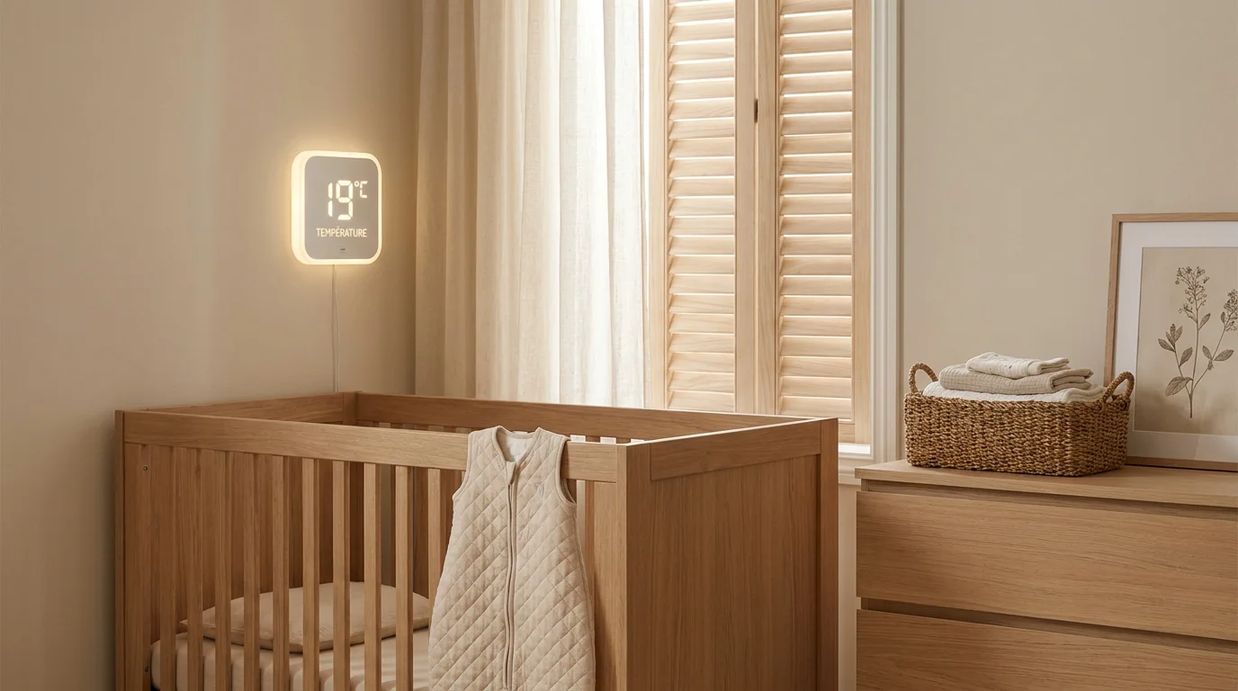 Chambre de bébé sécurisée avec berceau et gigoteuse en France