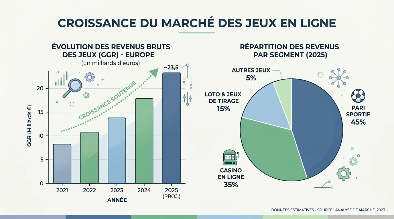 Graphiques illustrant la croissance du marché français des jeux en ligne