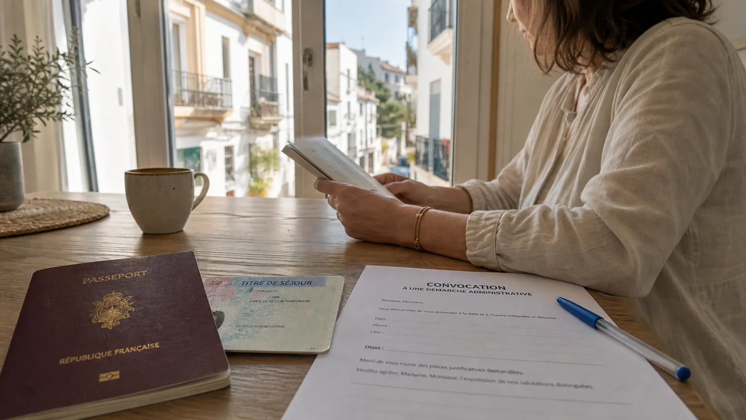 Passeport et documents préparés pour vérifier un renouvellement de TIE en Espagne