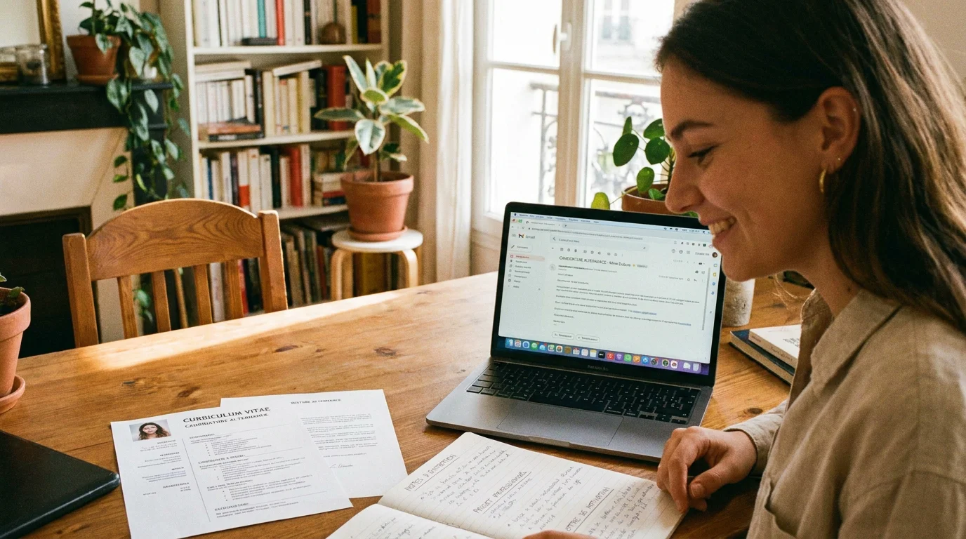 Candidat préparant sa candidature pour une alternance en journalisme