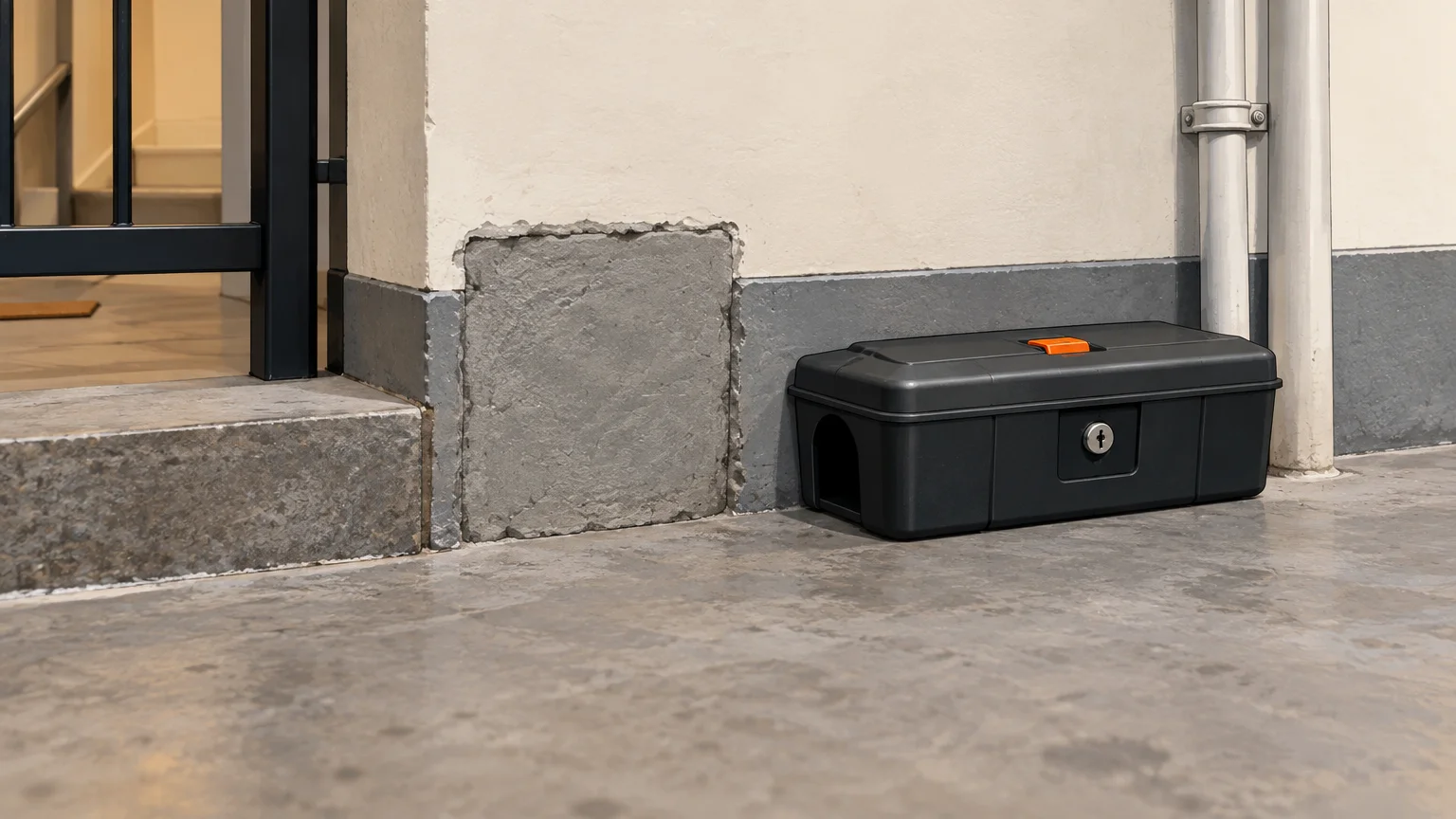 Poste sécurisé et accès obturé dans une cave d’immeuble
