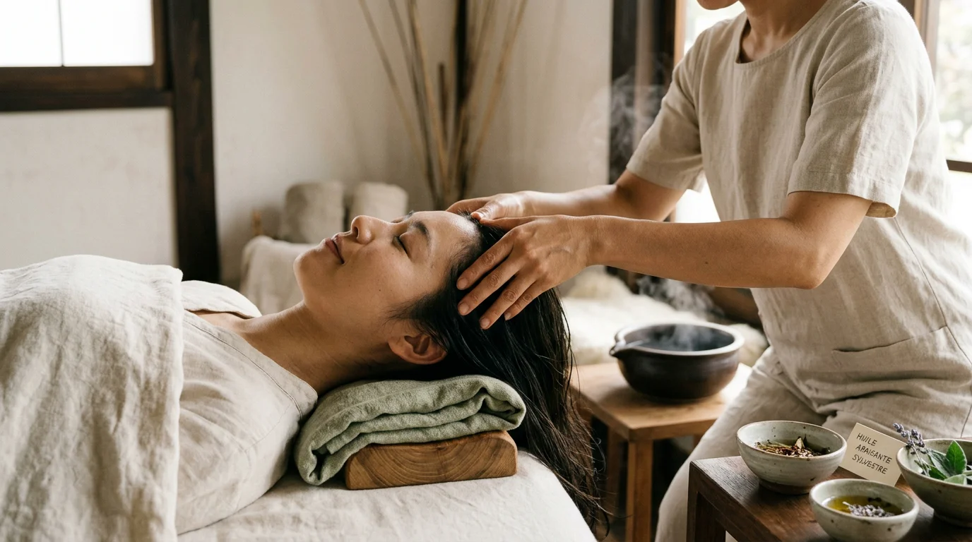 Massage traditionnel du cuir chevelu inspiré des techniques japonaises ancestrales