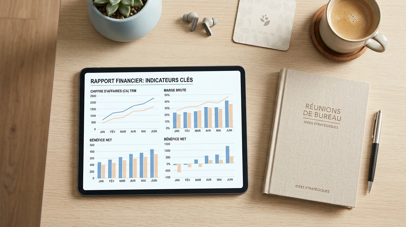 Espace de travail avec tableau de bord de ROI d'un CRM en 2026