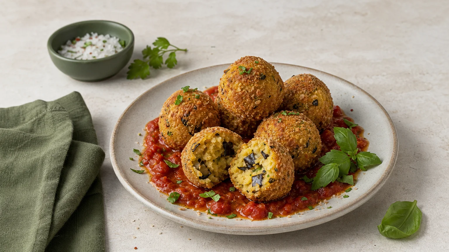 Boulettes épicées de polenta aux aubergines : recette