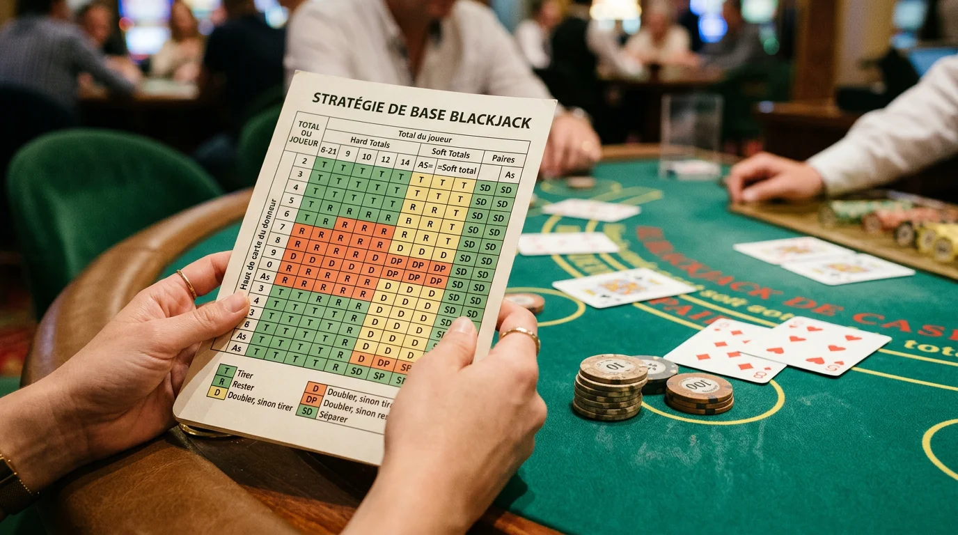 Tableau blackjack PDF : stratégie de base à imprimer 2026