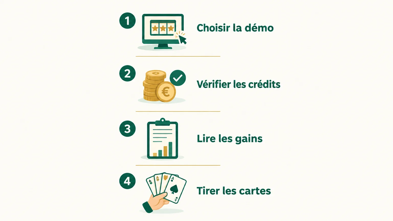 Quatre étapes pour jouer en mode démo à Deuces Wild