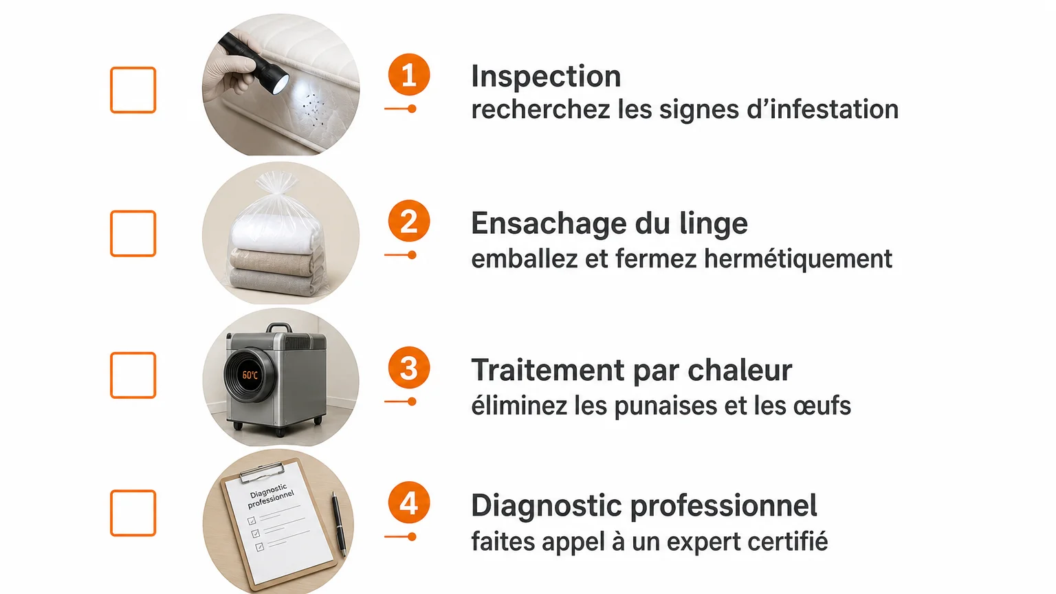 Checklist des étapes à suivre contre les punaises de lit