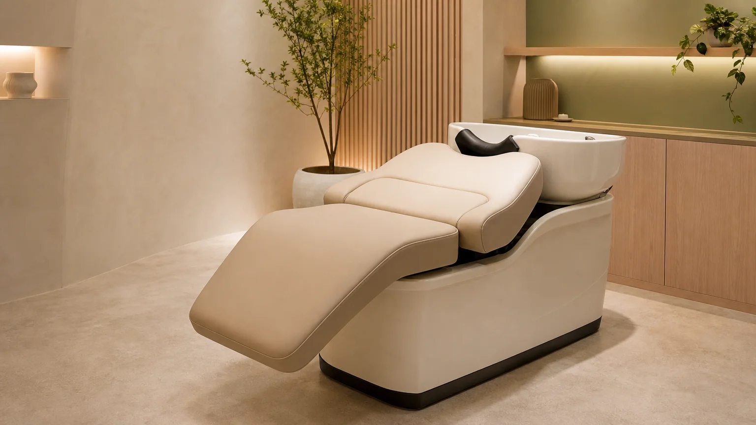 Fauteuil professionnel Head Spa installé dans une cabine de bien-être élégante