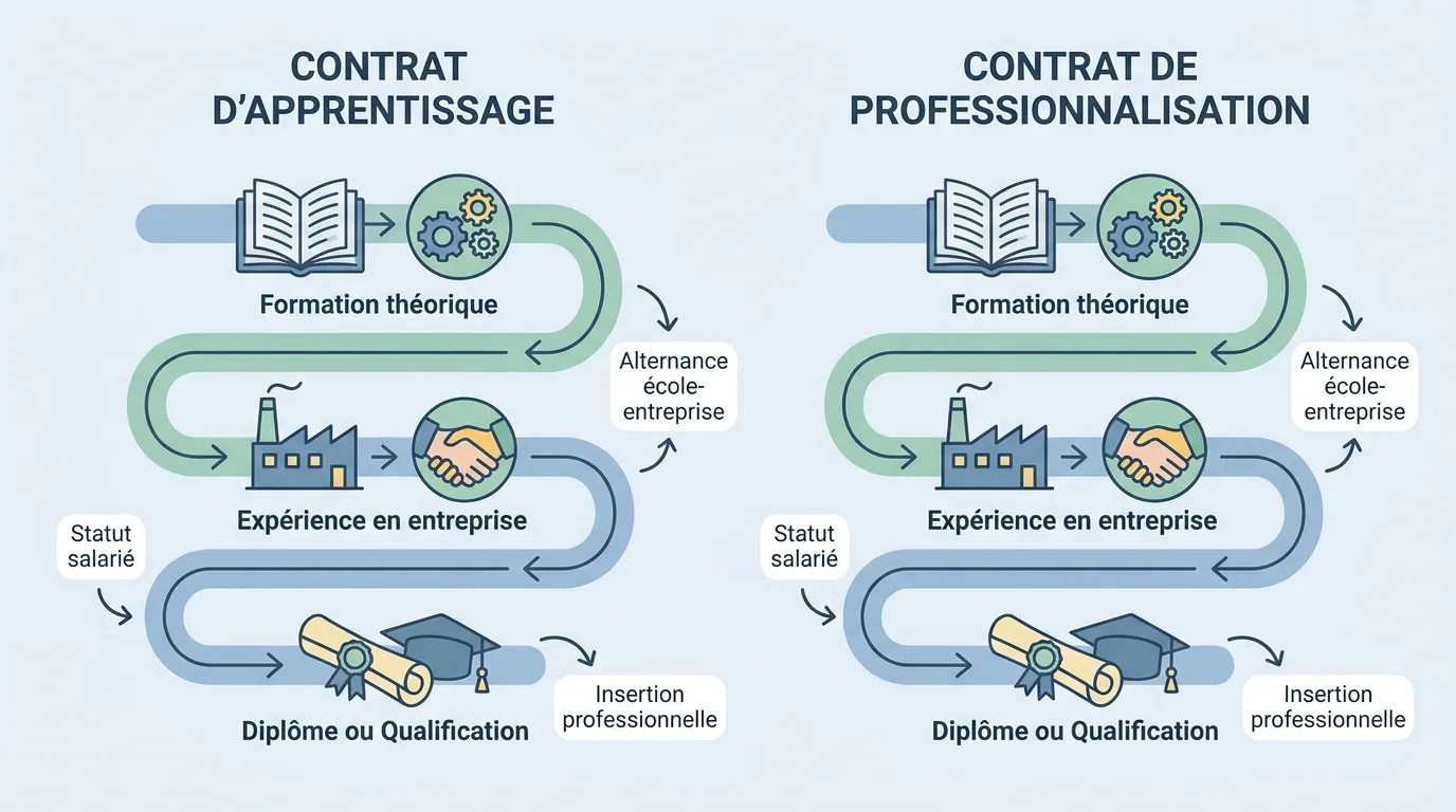Comparaison entre contrat d'apprentissage et contrat de professionnalisation