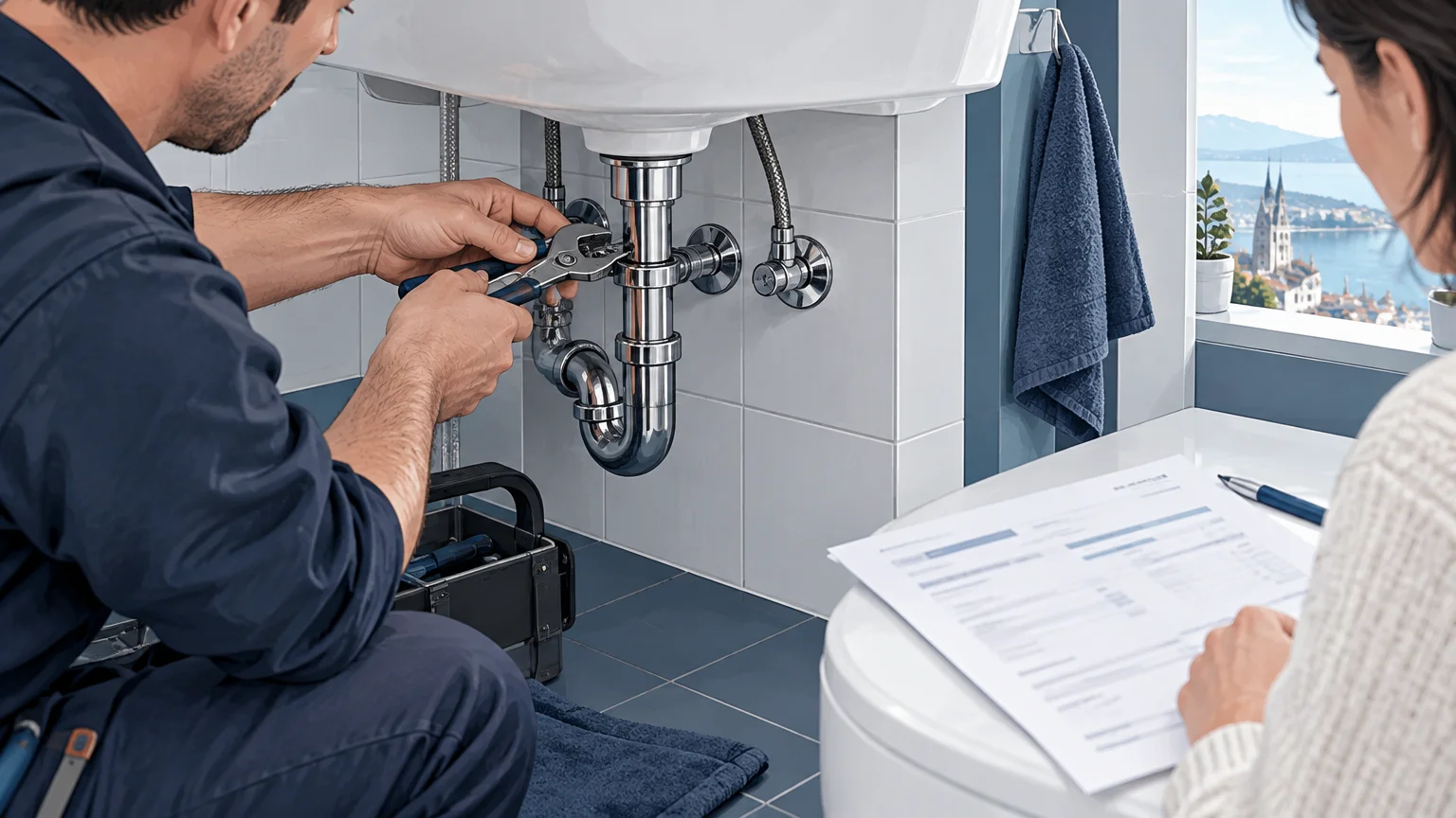 Diagnostic d’un raccord sous un lavabo avant validation du devis