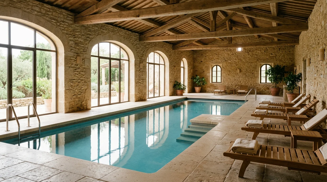 Piscine intérieure chauffée dans un établissement de Provence